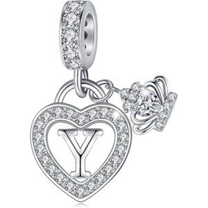 Letter Y Letter Charms Silver Heart Alphabet Initial Dangle Charms